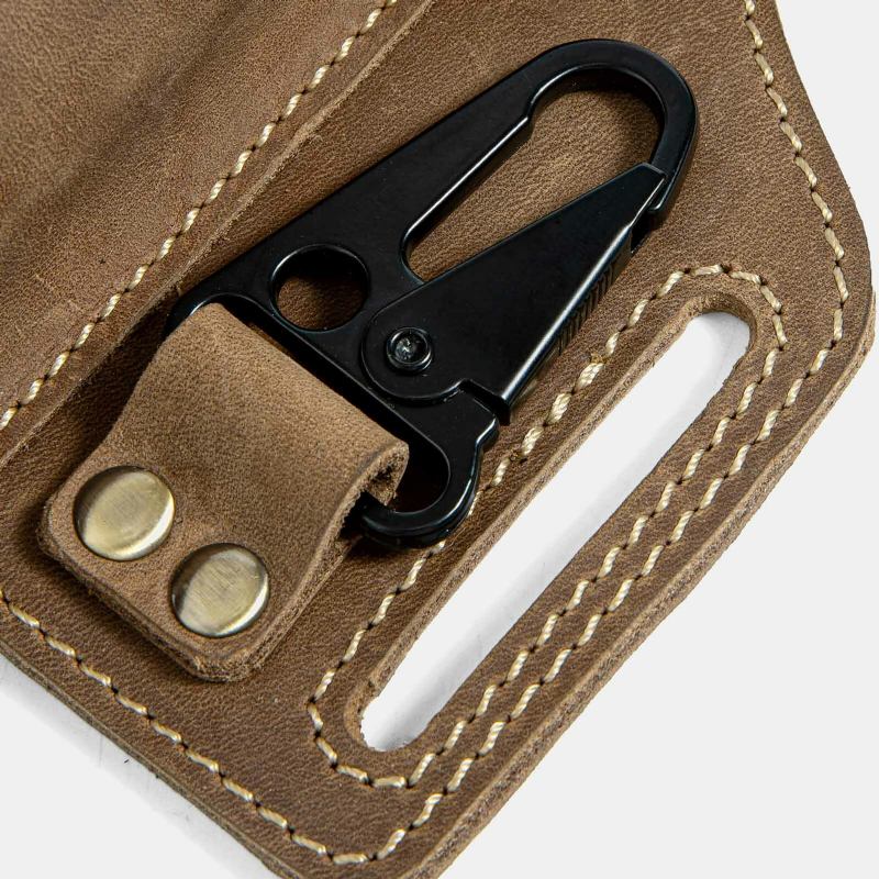 Mænd Ægte Læder Edc Fanny Pack Multitool Lommelygte Nøgle Foldekniv Organizer Bæltetaske