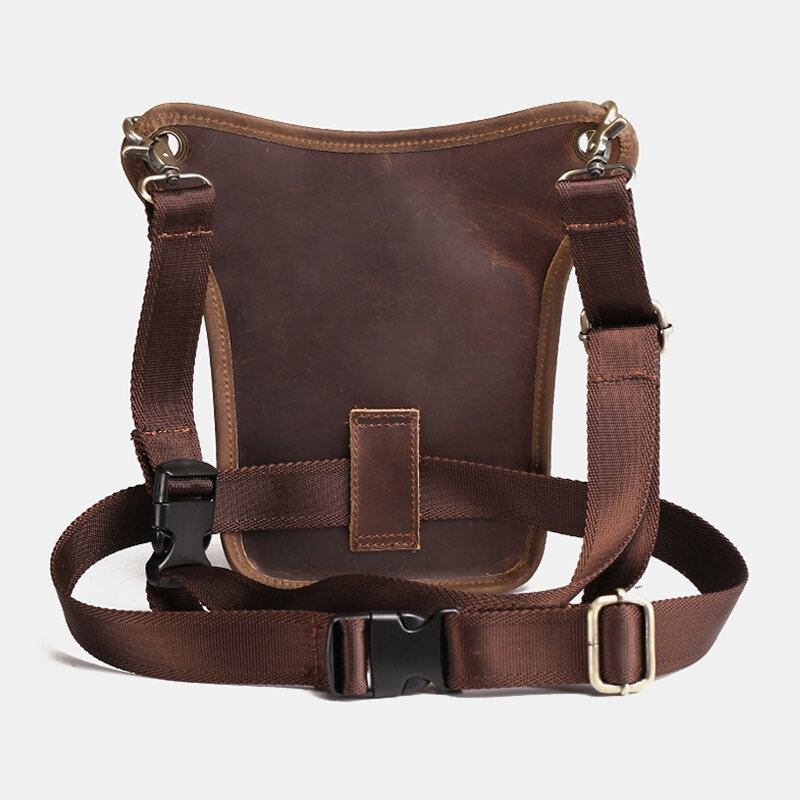 Mænd Retro Ægte Læder Taske Med Flere Lommer Outdoor Sport 6.5 Tommer Telefontaske Lynlås Crossbody-tasker Skuldertaske