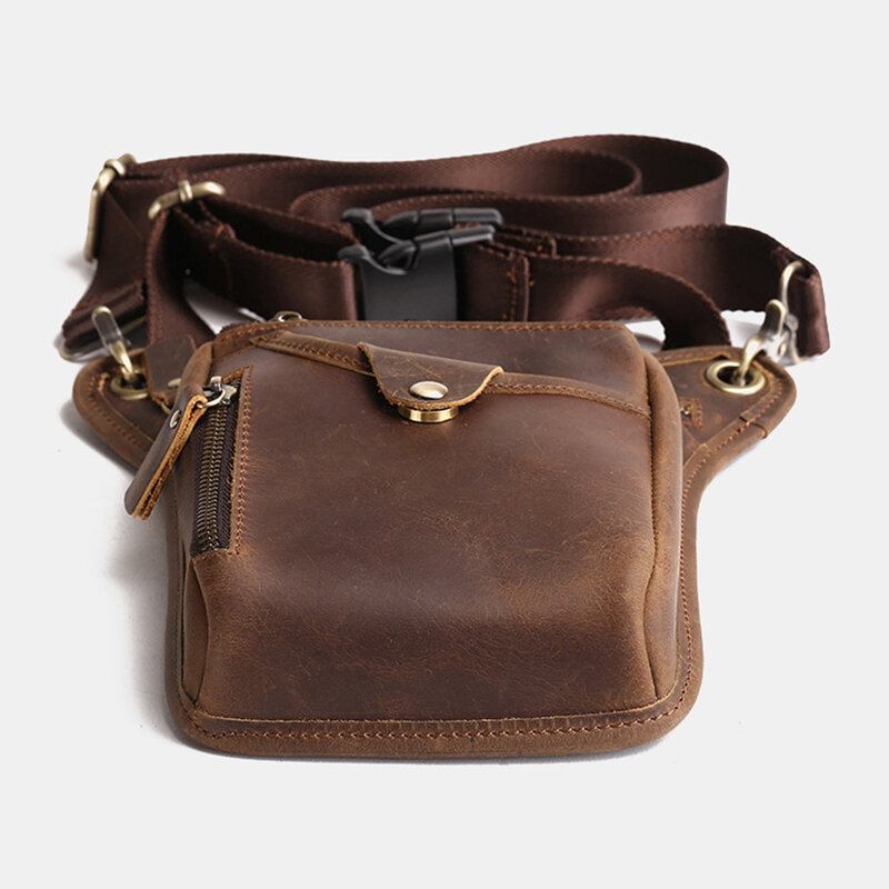 Mænd Retro Ægte Læder Taske Med Flere Lommer Outdoor Sport 6.5 Tommer Telefontaske Lynlås Crossbody-tasker Skuldertaske