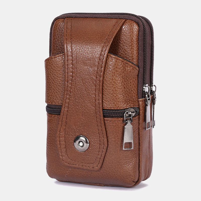 Mænd Slidstærk Flap Magnetisk Knap Design Taljetaske Åndbar Smagløs Bæltetaske 6.5 Tommer Telefontaske Crossbody-tasker Med Skulderrem