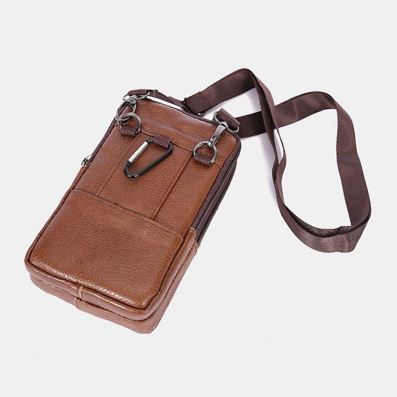 Mænd Slidstærk Flap Magnetisk Knap Design Taljetaske Åndbar Smagløs Bæltetaske 6.5 Tommer Telefontaske Crossbody-tasker Med Skulderrem