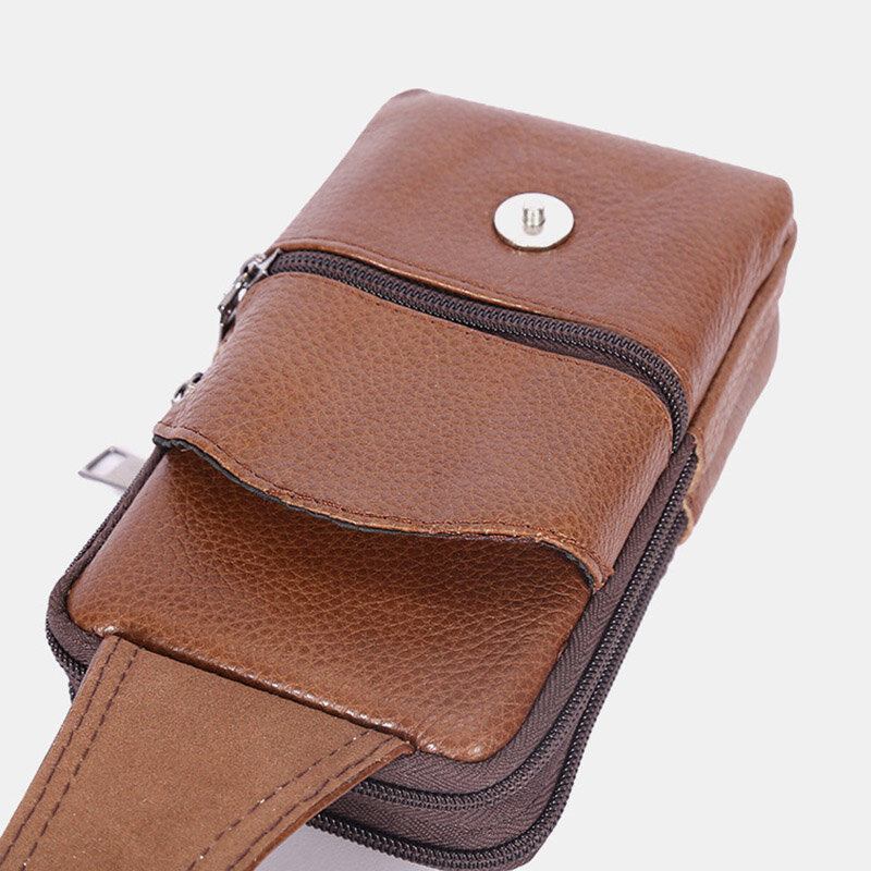 Mænd Slidstærk Flap Magnetisk Knap Design Taljetaske Åndbar Smagløs Bæltetaske 6.5 Tommer Telefontaske Crossbody-tasker Med Skulderrem