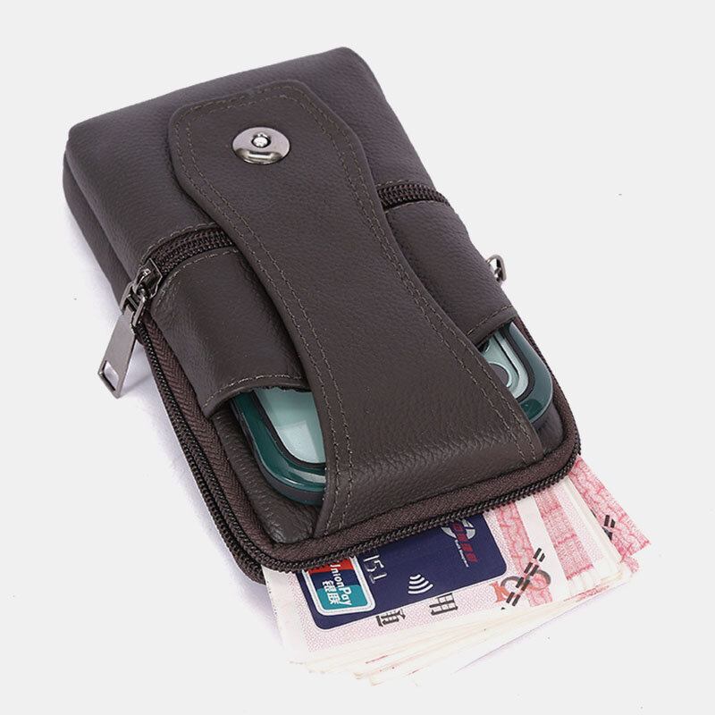 Mænd Slidstærk Flap Magnetisk Knap Design Taljetaske Åndbar Smagløs Bæltetaske 6.5 Tommer Telefontaske Crossbody-tasker Med Skulderrem