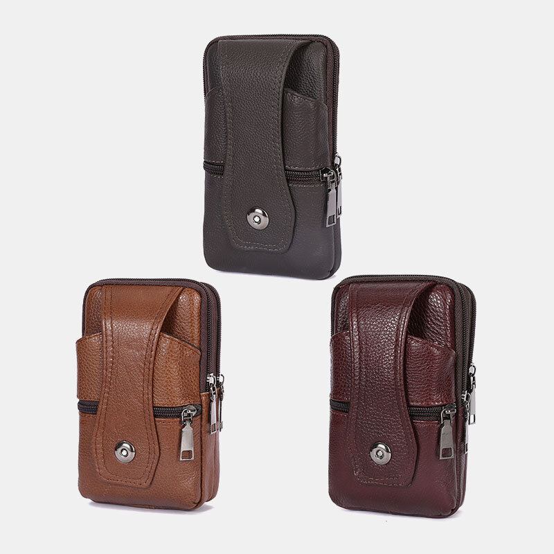 Mænd Slidstærk Flap Magnetisk Knap Design Taljetaske Åndbar Smagløs Bæltetaske 6.5 Tommer Telefontaske Crossbody-tasker Med Skulderrem