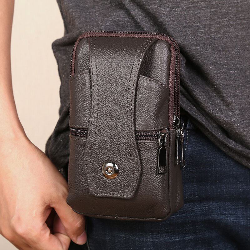 Mænd Slidstærk Flap Magnetisk Knap Design Taljetaske Åndbar Smagløs Bæltetaske 6.5 Tommer Telefontaske Crossbody-tasker Med Skulderrem