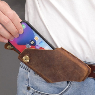 Mænd Vintage Ægte Læder Anti-tyveri Brief Waist Pack Telefontaske