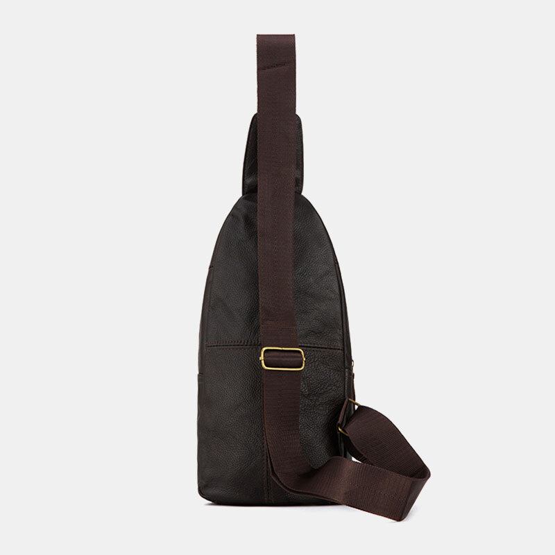 Mænd Ægte Læder Flerlag Vandtæt Casual Crossbody Taske Brysttaske Sling Bag