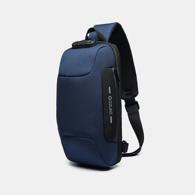 Mænd Anti-tyveri Usb Opladning Flerlag Vandtæt Crossbody Taske Brysttaske Sling Bag