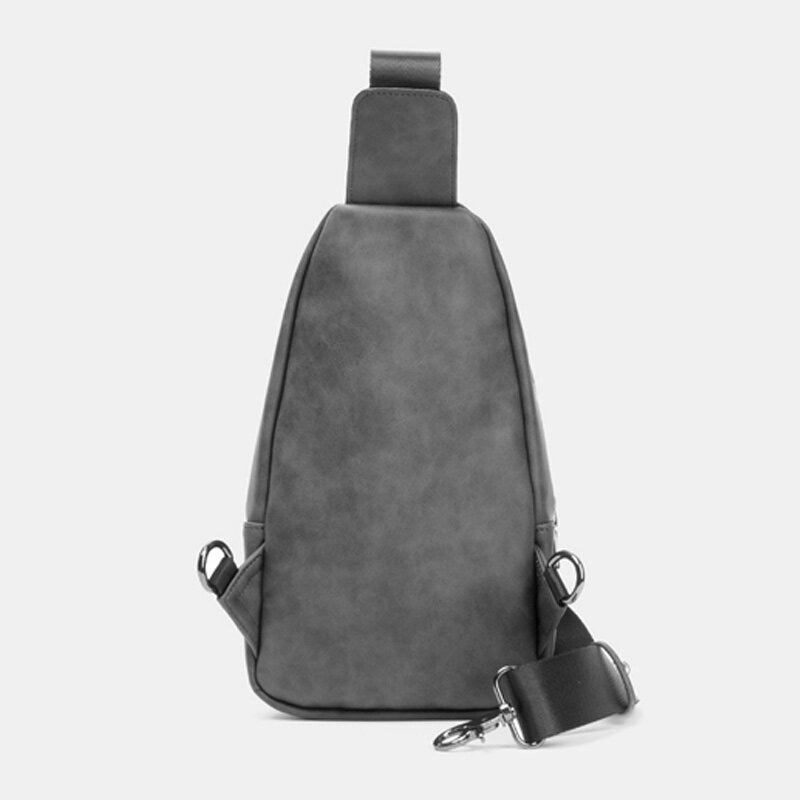 Mænd Ensfarvet Hovedtelefon Huldesign Multi-lomme Brysttaske Casual Udendørs Pu Blødt Læder Slidfast Crossbody Tasker Skuldertaske