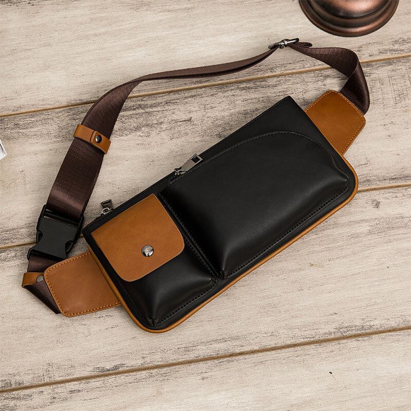 Mænd Imiteret Læder Retro Business Casual Multi-bære Taljetaske Brysttaske Sling Bag