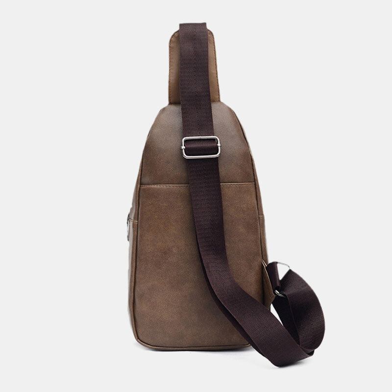 Mænd Large Capacity Øretelefonhul Business Multi-pocket Crossbody Taske Brysttaske Sling Bag