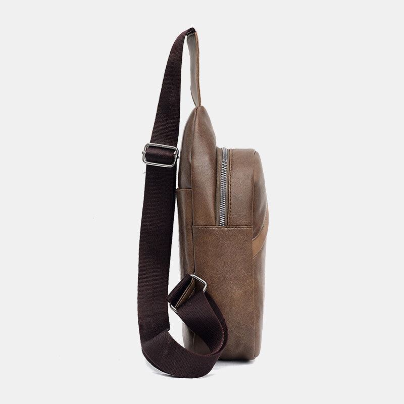 Mænd Large Capacity Øretelefonhul Business Multi-pocket Crossbody Taske Brysttaske Sling Bag