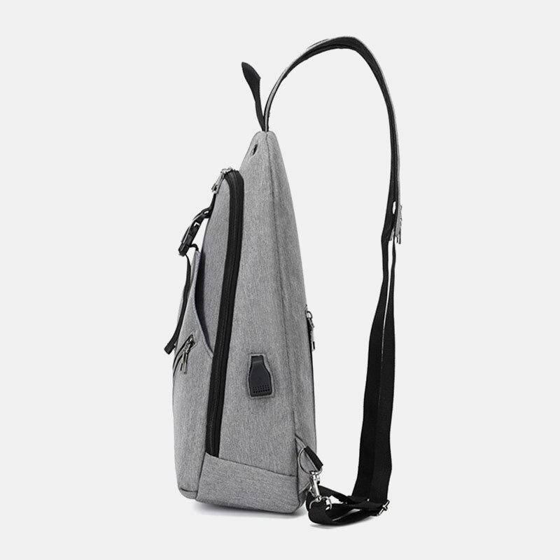 Mænd Multifunktion Vandtæt Usb Opladelig Hovedtelefon Hul Brysttasker Rygsæk Skuldertaske Crossbody Tasker