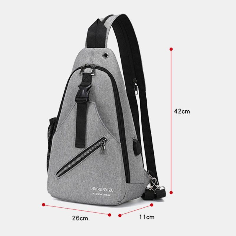 Mænd Multifunktion Vandtæt Usb Opladelig Hovedtelefon Hul Brysttasker Rygsæk Skuldertaske Crossbody Tasker