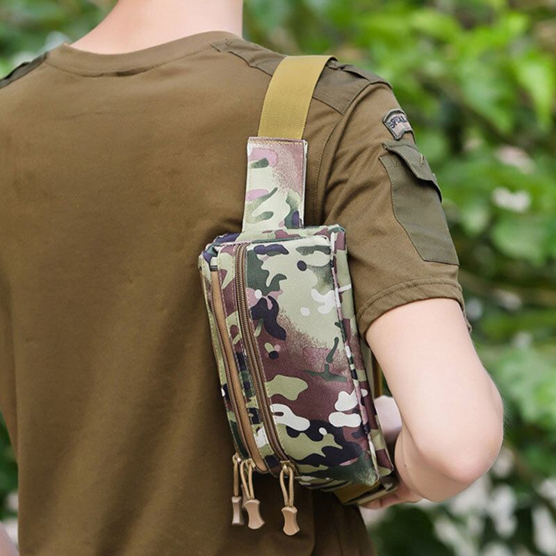 Mænd Nylon Camouflage Multi-bære Multi-lomme Sport Udendørs Taktisk Skuldertaske Brysttaske