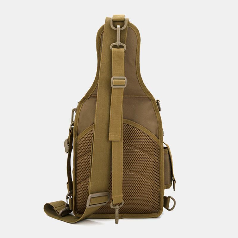 Mænd Nylon Camouflage Multifunktion Stor Kapacitet Udendørs Fiskeri Crossbody Tasker Brysttaske Tactical Bag