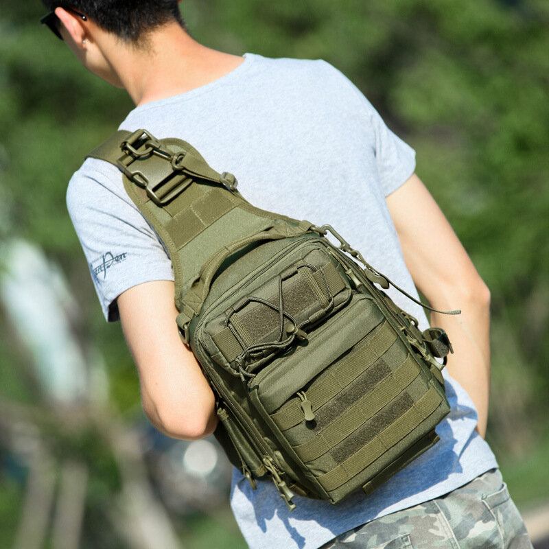 Mænd Nylon Camouflage Multifunktion Stor Kapacitet Udendørs Fiskeri Crossbody Tasker Brysttaske Tactical Bag