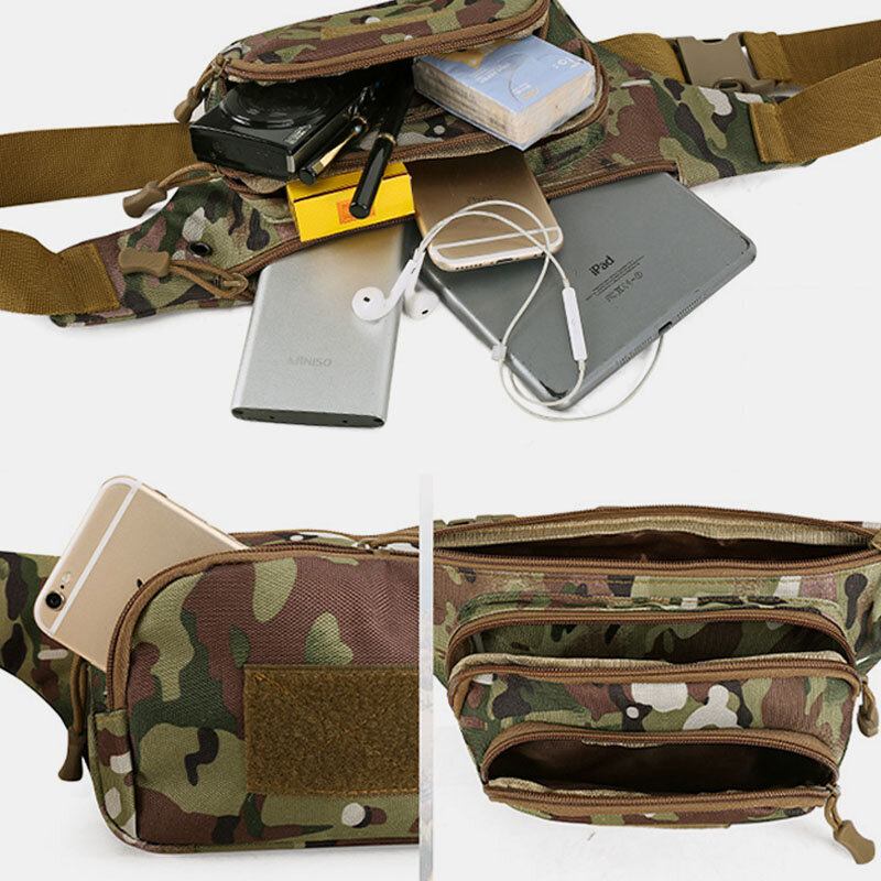 Mænd Nylon Multi-bære Multi-lomme Udendørs Tactical Camouflage Ridning Taljetaske Skuldertaske Brysttaske