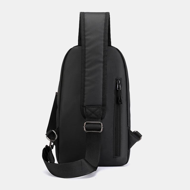 Mænd Nylon Øretelefon Hul Vandtæt Udendørs Crossbody Taske Brysttaske Sling Bag