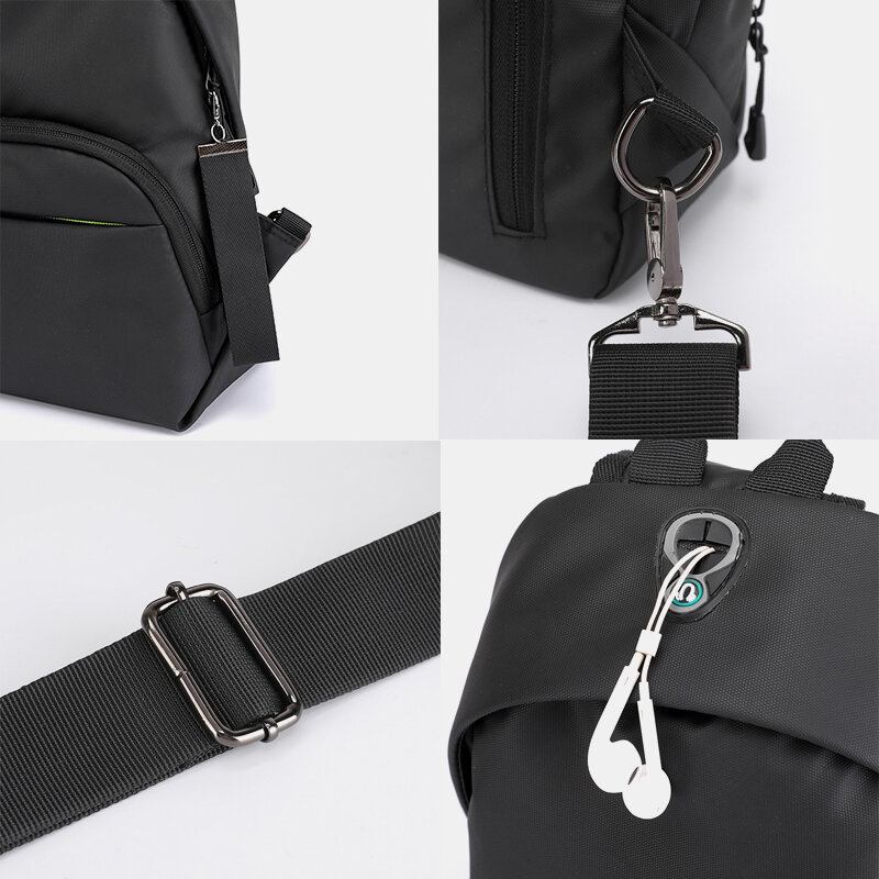 Mænd Nylon Øretelefon Hul Vandtæt Udendørs Crossbody Taske Brysttaske Sling Bag