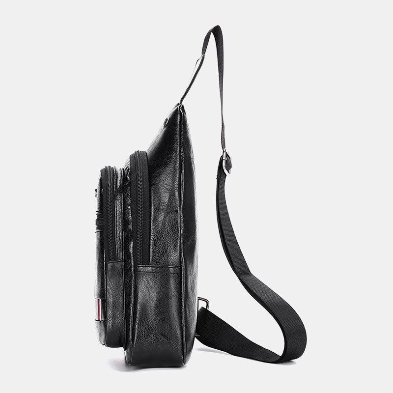 Mænd Øretelefon Hole Business Multi-pocket Crossbody Taske Brysttaske Sling Bag