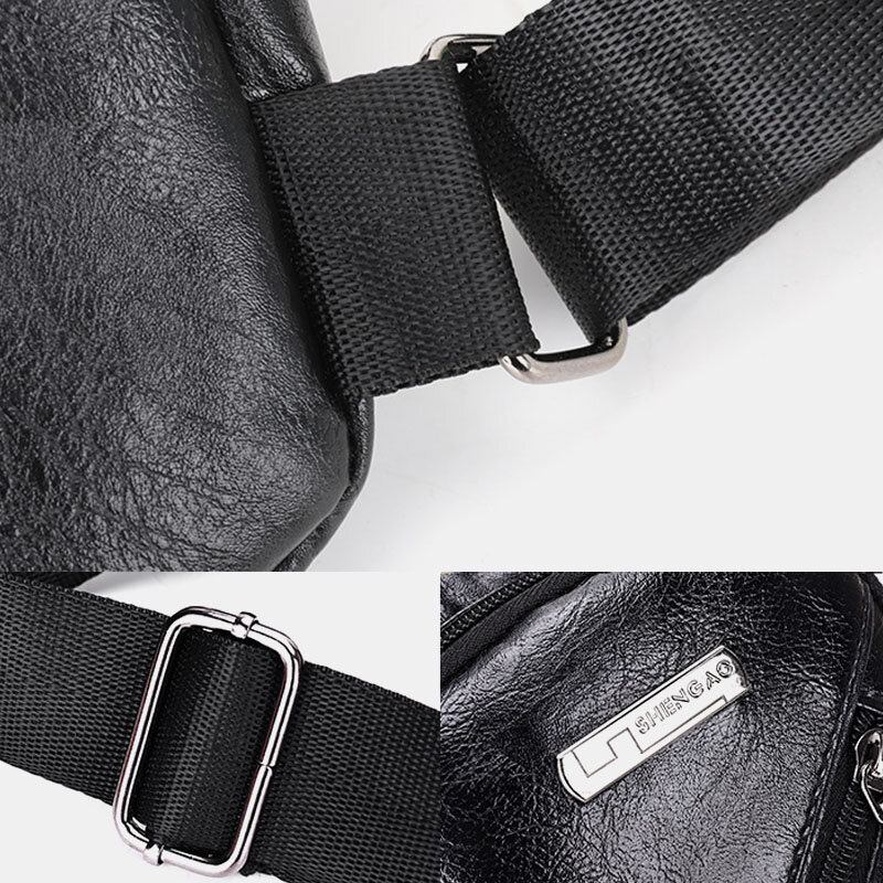 Mænd Øretelefon Hole Business Multi-pocket Crossbody Taske Brysttaske Sling Bag