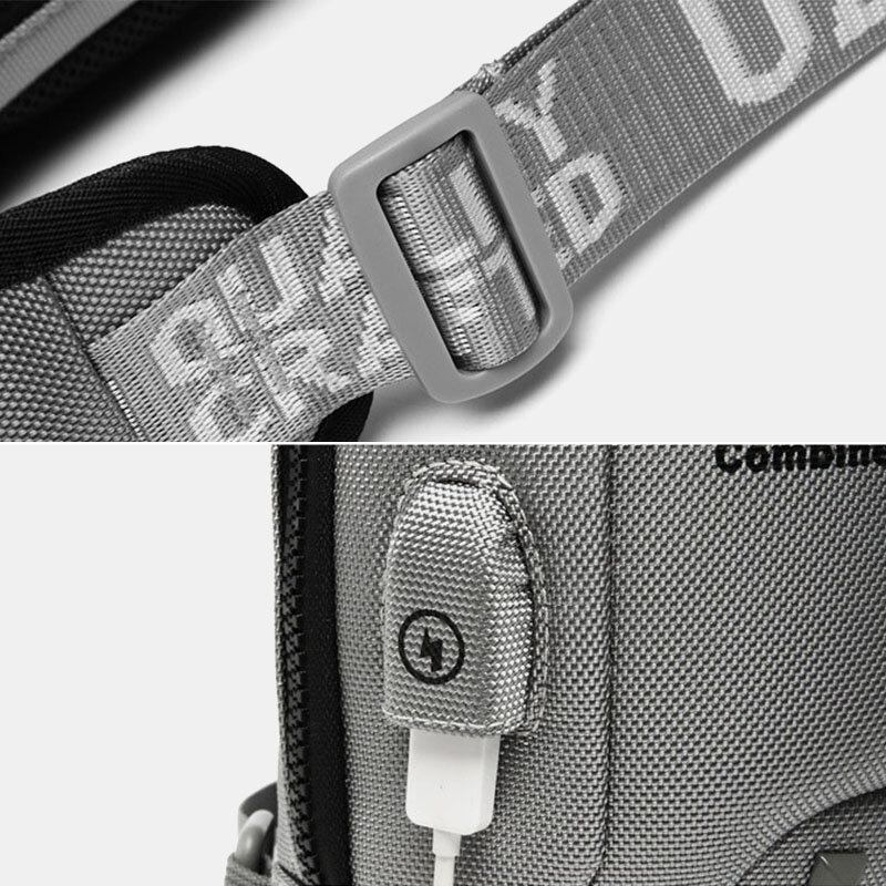 Mænd Oxford Brev Forside Adgangskodelås Tyverisikring Design Usb-opladning Crossbody-taske Multi-lommer Multi-rums Brysttaske