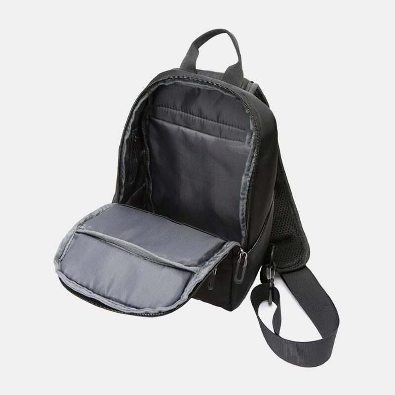 Mænd Oxford Stor Kapacitet Usb Opladning Flerlag Vandtæt Crossbody Taske Brysttaske Sling Bag