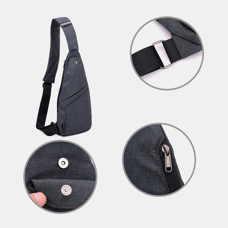 Mænd Polyester Stor Kapacitet Multi-lomme Vandtæt Casual Crossbody Taske Brysttaske Sling Bag