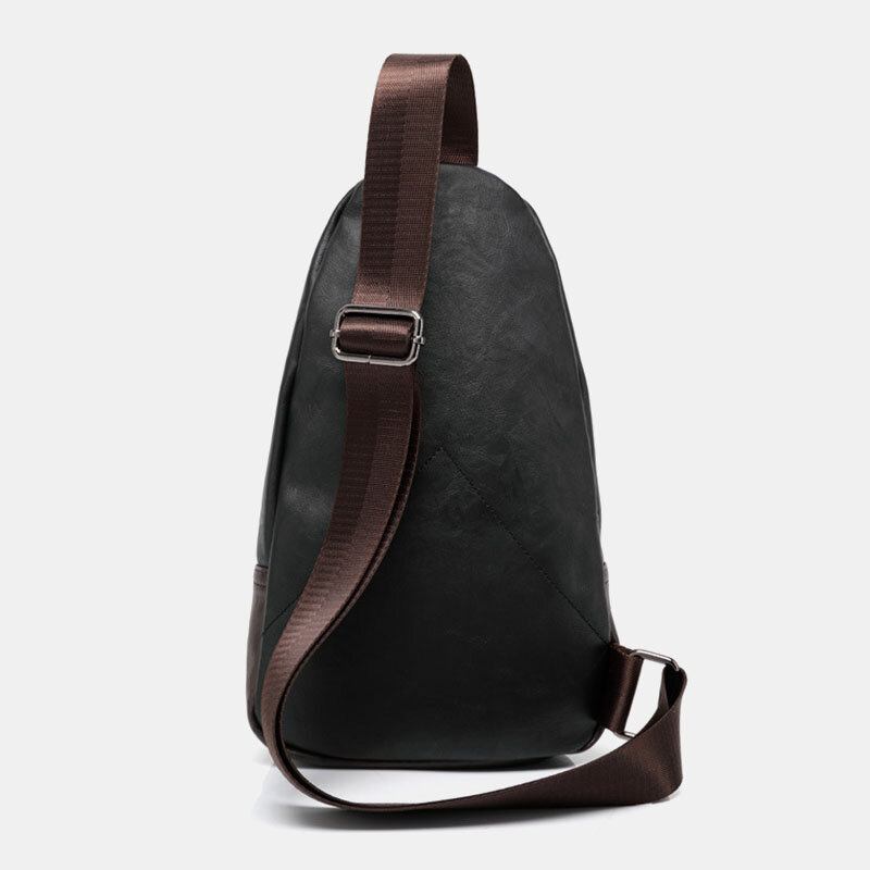 Mænd Pu Læder Multi-lomme Vandtæt Casual Crossbody Taske Brysttaske Sling Bag