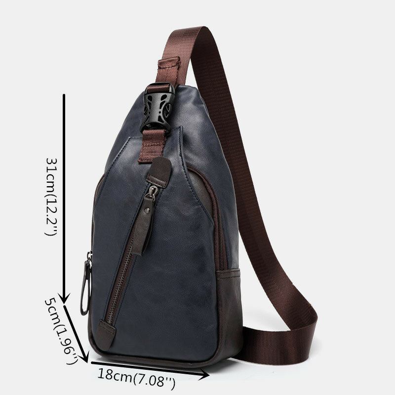 Mænd Pu Læder Multi-lomme Vandtæt Casual Crossbody Taske Brysttaske Sling Bag