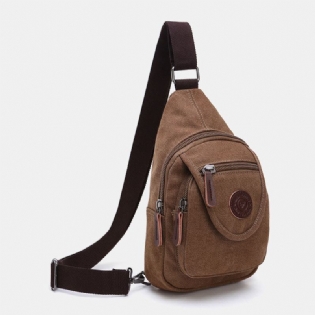 Mænd Retro Canvas Brysttaske Med Høj Kapacitet Casual Wear Resisting Vandtæt Crossbody Taske Skuldertaske