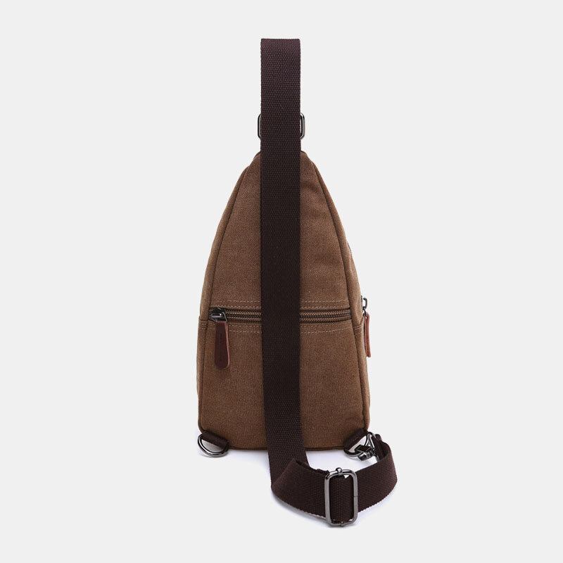 Mænd Retro Canvas Brysttaske Med Høj Kapacitet Casual Wear Resisting Vandtæt Crossbody Taske Skuldertaske