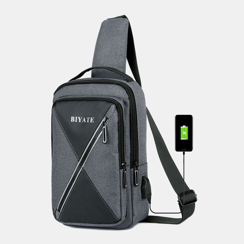 Mænd Usb-opladning Brysttaske Med Flere Lommer Oxford Skridsikker Slidfast Vandtæt Afslappet Skuldertaske Crossbody-tasker