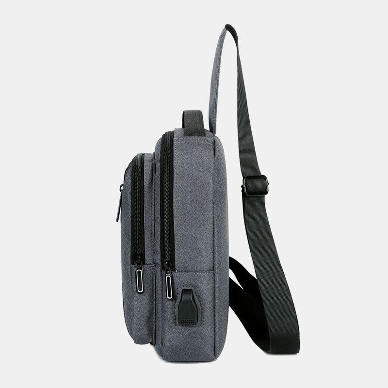 Mænd Usb-opladning Brysttaske Med Flere Lommer Oxford Skridsikker Slidfast Vandtæt Afslappet Skuldertaske Crossbody-tasker