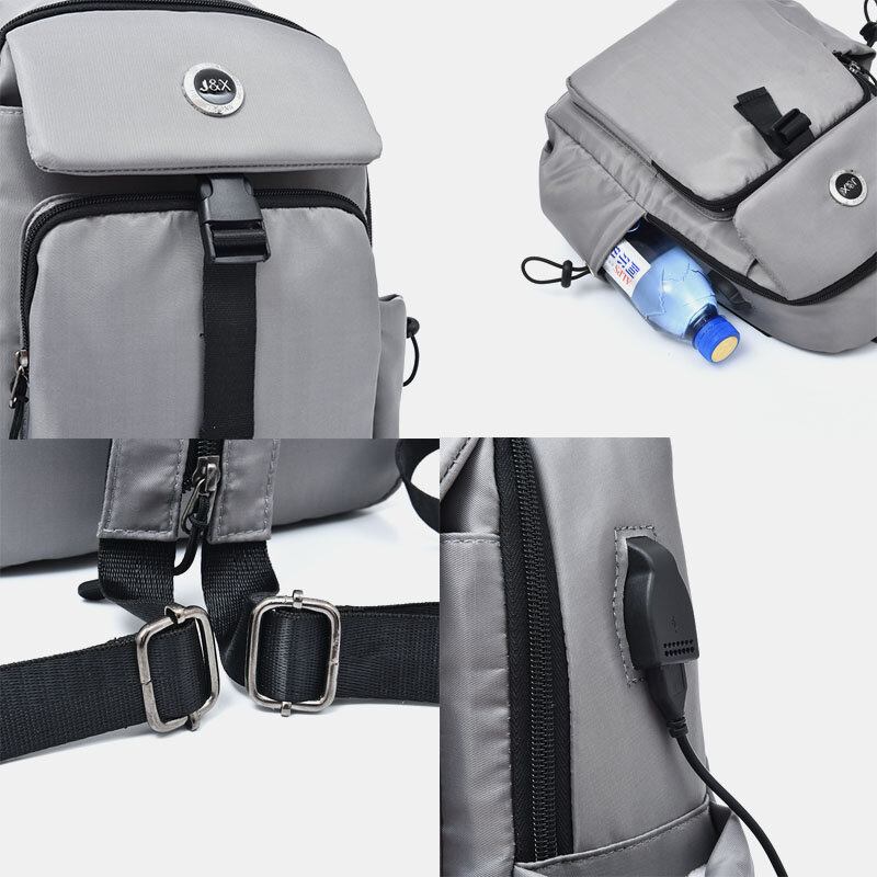 Mænd Usb Opladning Multi-bære Multi-lag Vandtæt Crossbody Taske Bryst Taske Sling Taske Rygsæk