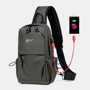 Mænd Vandtæt Slidfast Usb-opladningsbrysttaske Multi-lomme Anti-tyveri Crossbody Skuldertaske