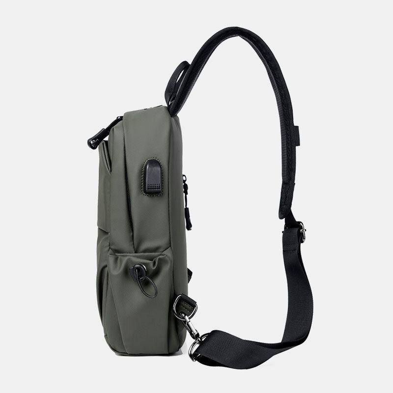 Mænd Vandtæt Slidfast Usb-opladningsbrysttaske Multi-lomme Anti-tyveri Crossbody Skuldertaske