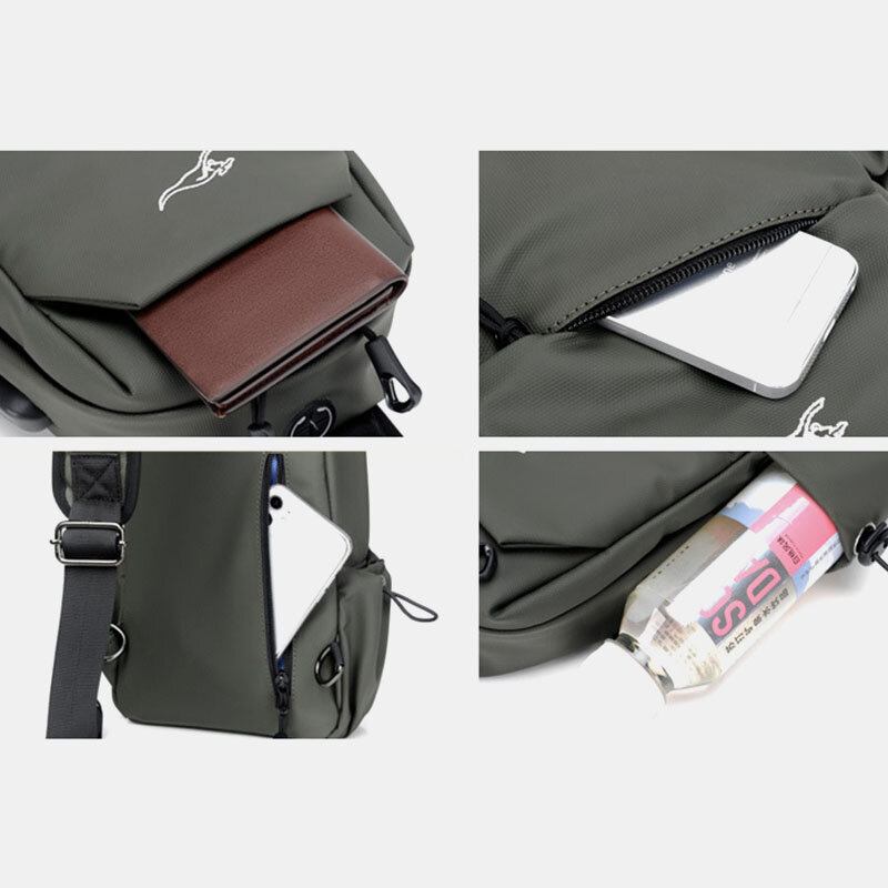 Mænd Vandtæt Slidfast Usb-opladningsbrysttaske Multi-lomme Anti-tyveri Crossbody Skuldertaske