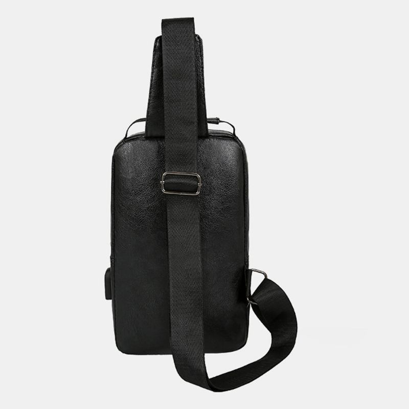 Mænd Vintage Usb-opladningsdesign Multi-lomme Brysttaske Med Stor Kapacitet Slidbestandig Crossbody-skuldertaske