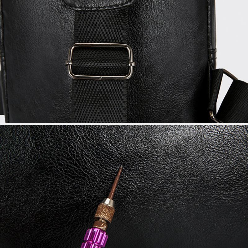 Mænd Vintage Usb-opladningsdesign Multi-lomme Brysttaske Med Stor Kapacitet Slidbestandig Crossbody-skuldertaske