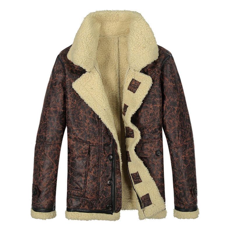 Charmkpr Herre Biker Jacket Big Pocket Shearling Imiteret Læder