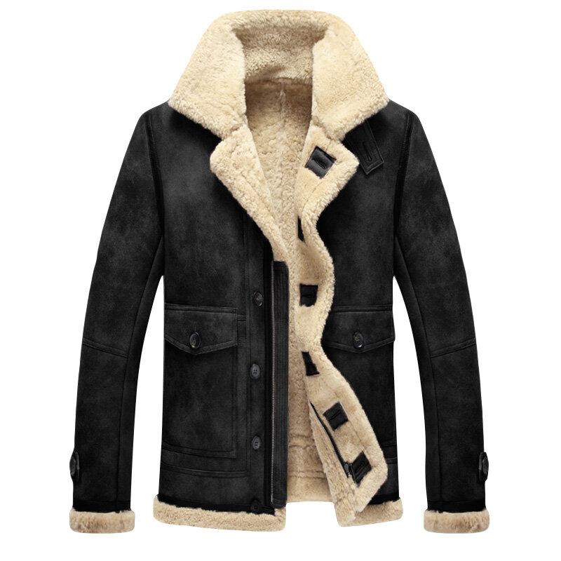 Charmkpr Herre Biker Jacket Big Pocket Shearling Imiteret Læder