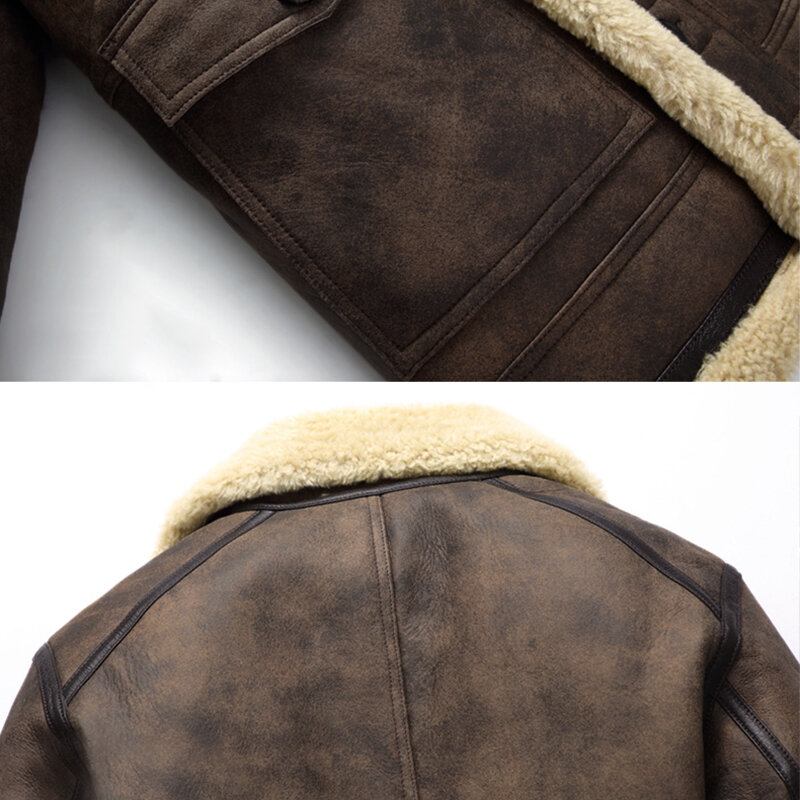 Charmkpr Herre Biker Jacket Big Pocket Shearling Imiteret Læder