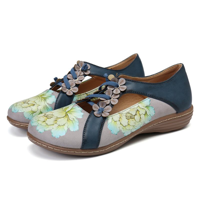 Blomstermønster Elastikbånd Rund Tåsplejsning Retro Casual Flats