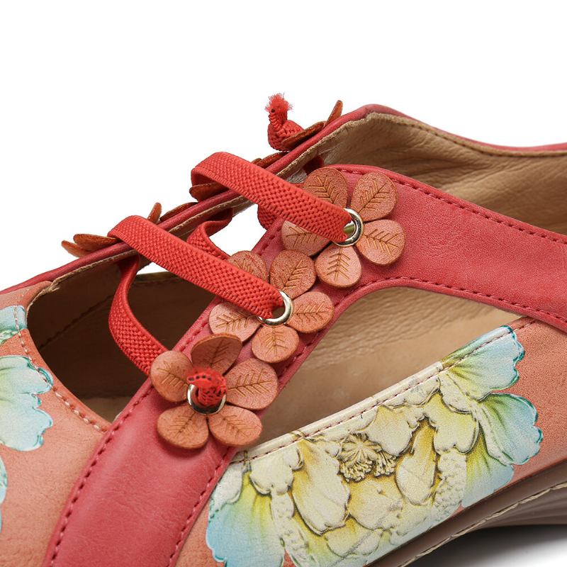 Blomstermønster Elastikbånd Rund Tåsplejsning Retro Casual Flats