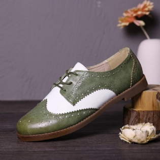 Color Block Snørebånd Casual Damer Brogue Flats Sko