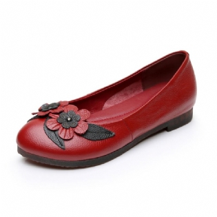 Dame Blomster Decor Comfy Sole Bløde Læder Loafers