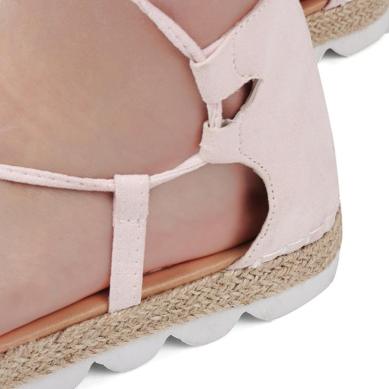 Dame-strappy Espadrilles Plus Size Casual Ensfarvet Sommer Platform Sandaler