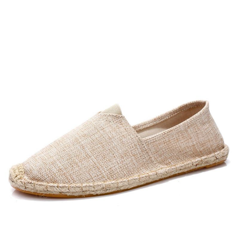 Damer Large Størrelse Ensfarvet Slip-on Espadrilles Fisker Flade Sko